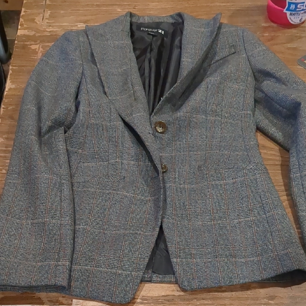 Forever 21 Charcoal Checkered Blazer